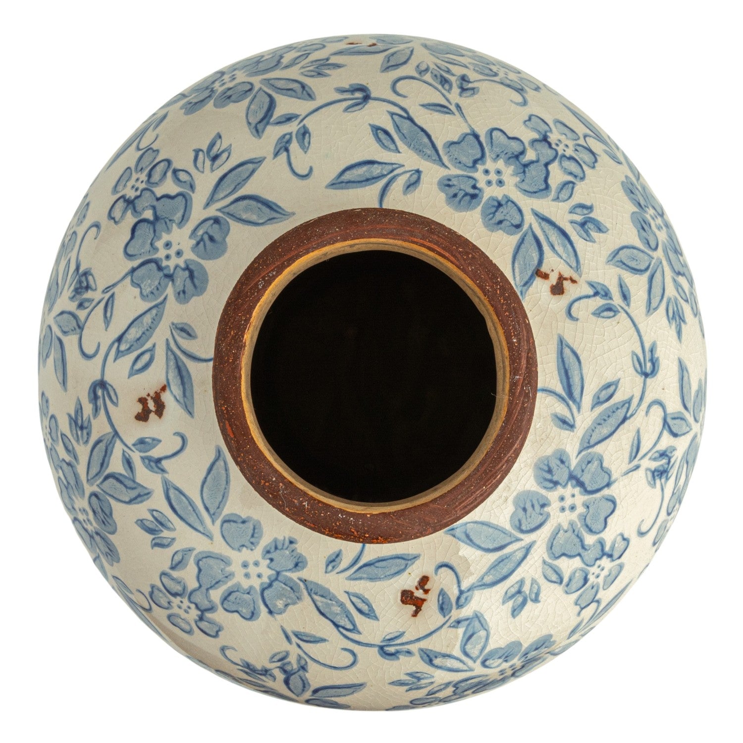 Blue Botanical Terracotta Vase