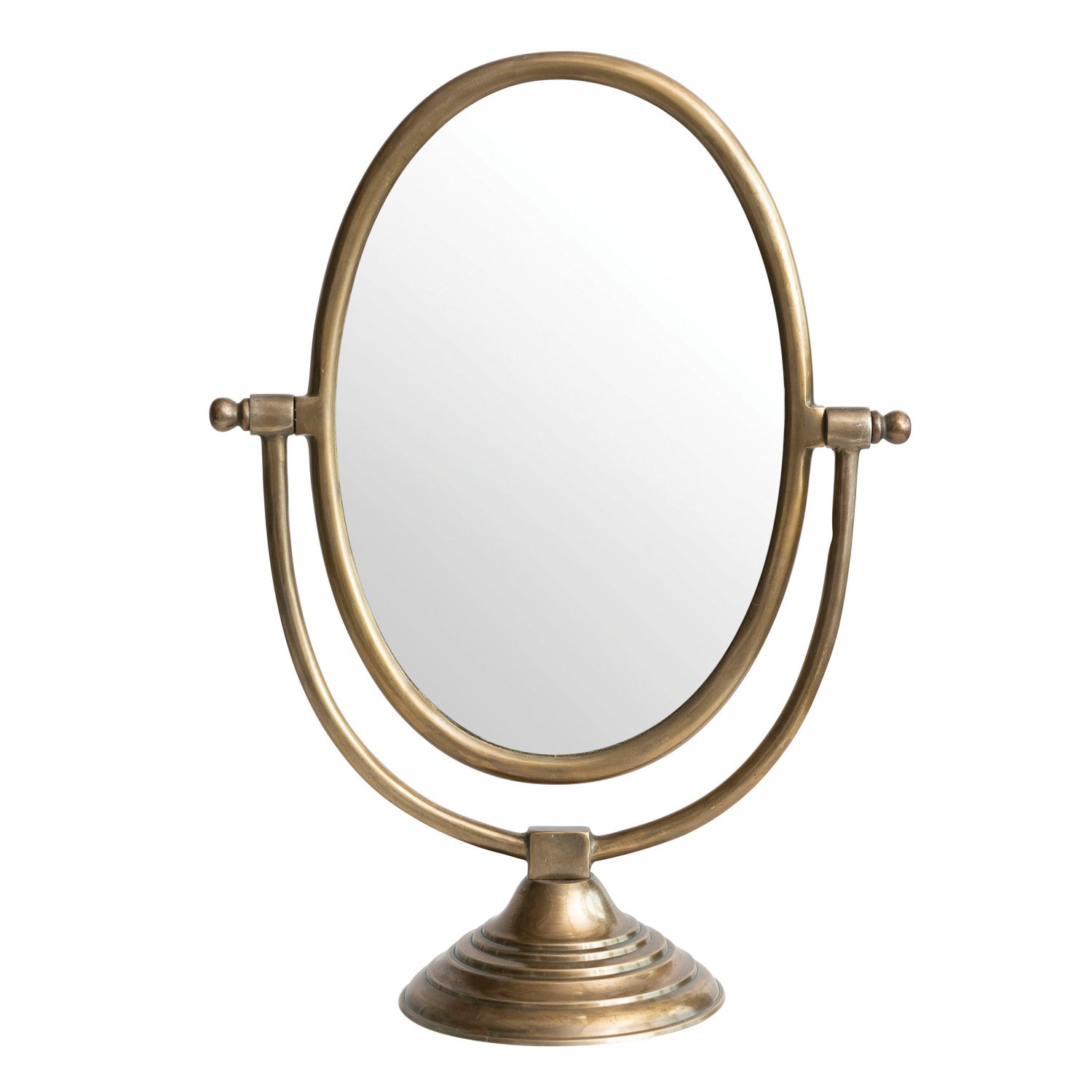 Antique Brass Framed Mirror on Stand