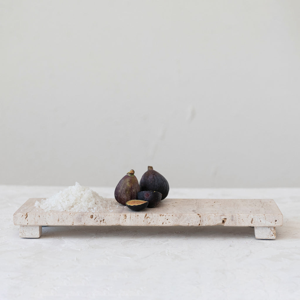 Stone Travertine Footed Serving Board