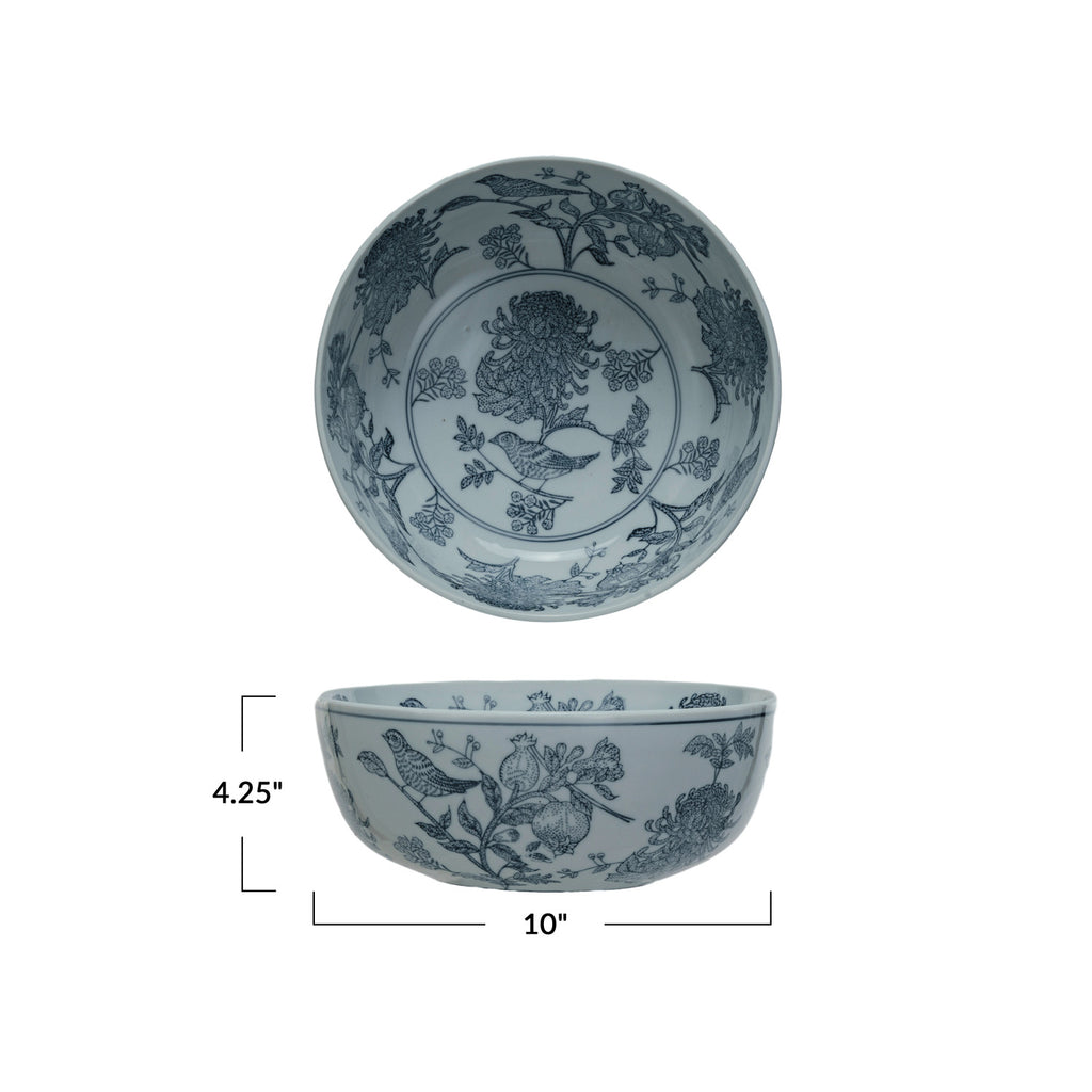 Birds and Botanicals Stoneware Bowl