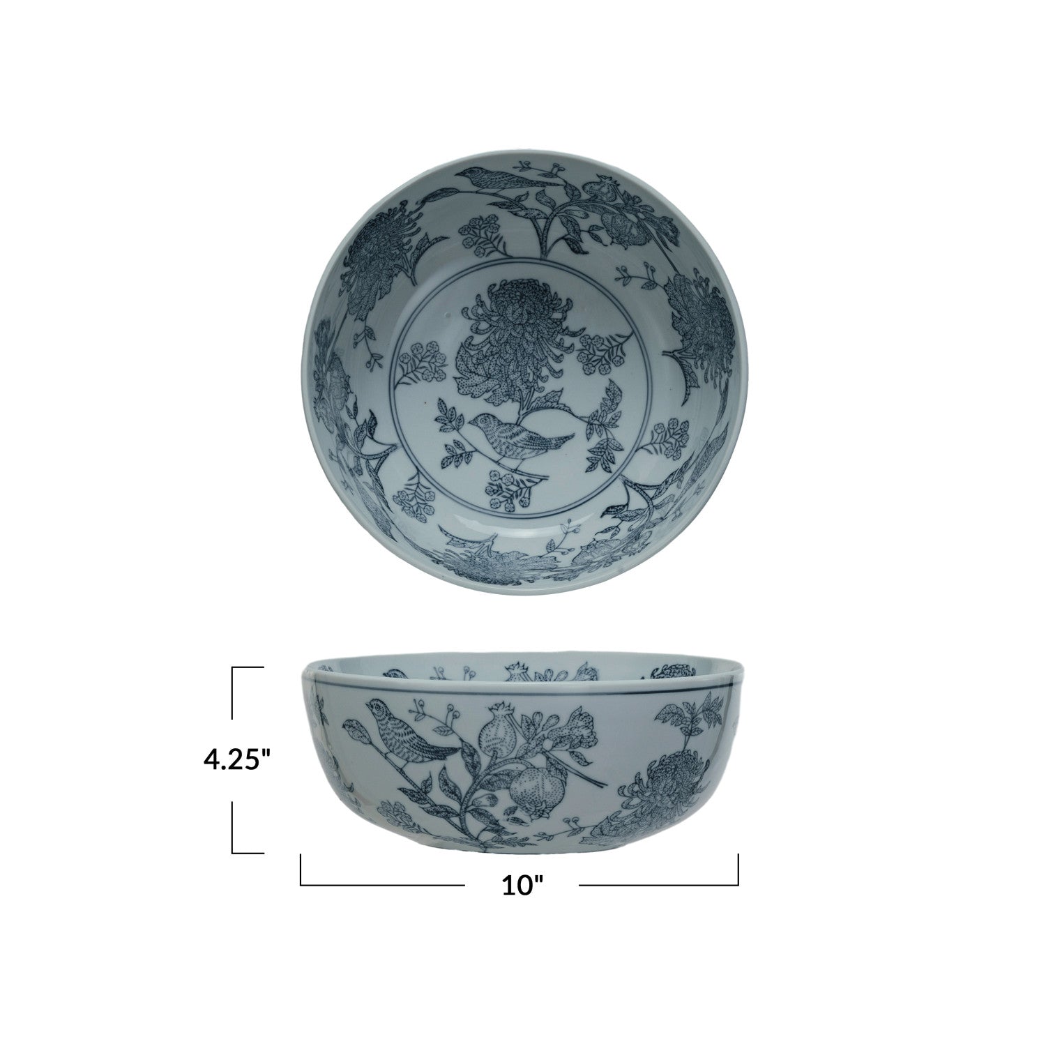 Birds and Botanicals Stoneware Bowl