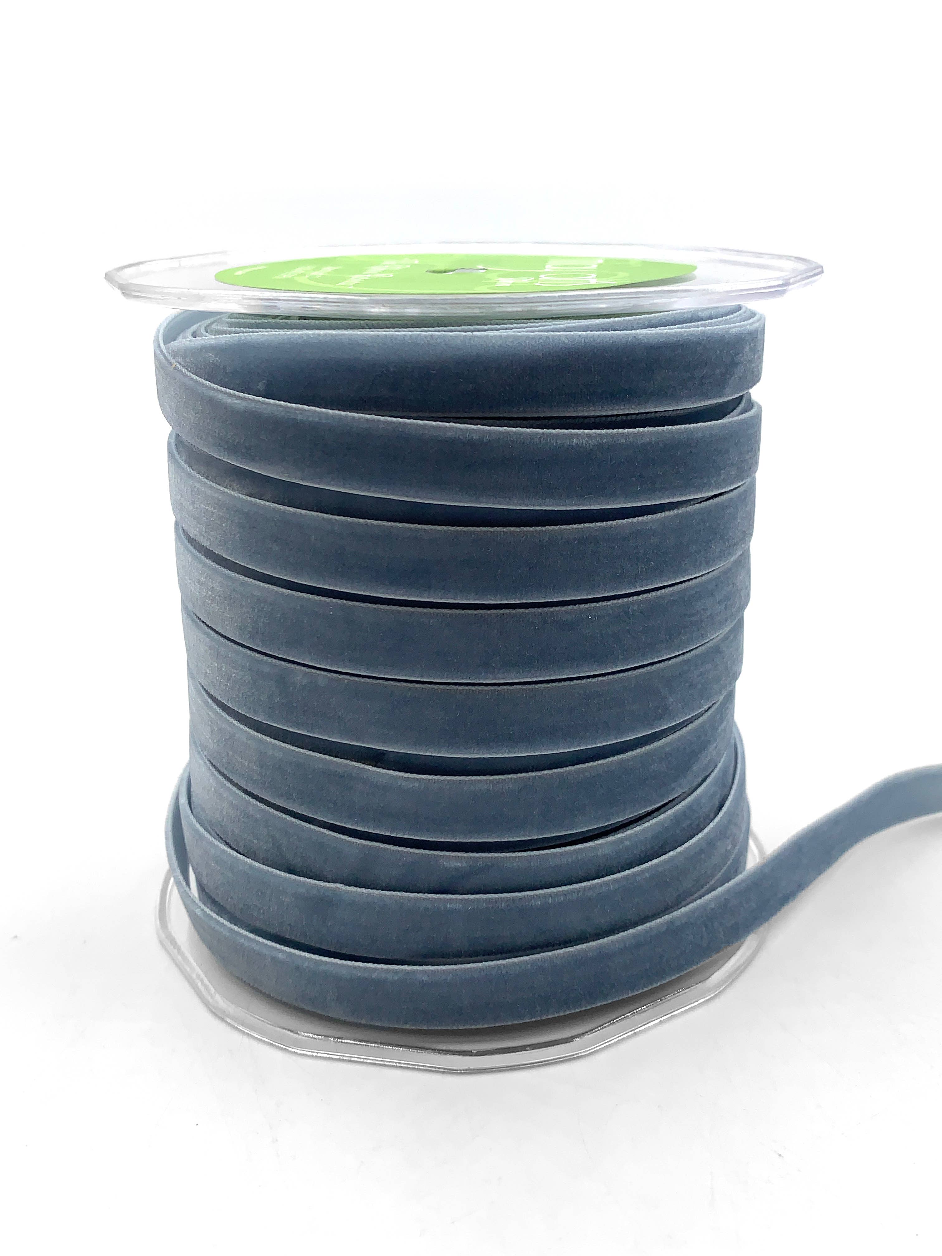 Blue Grey Classic Woven Velvet Ribbon