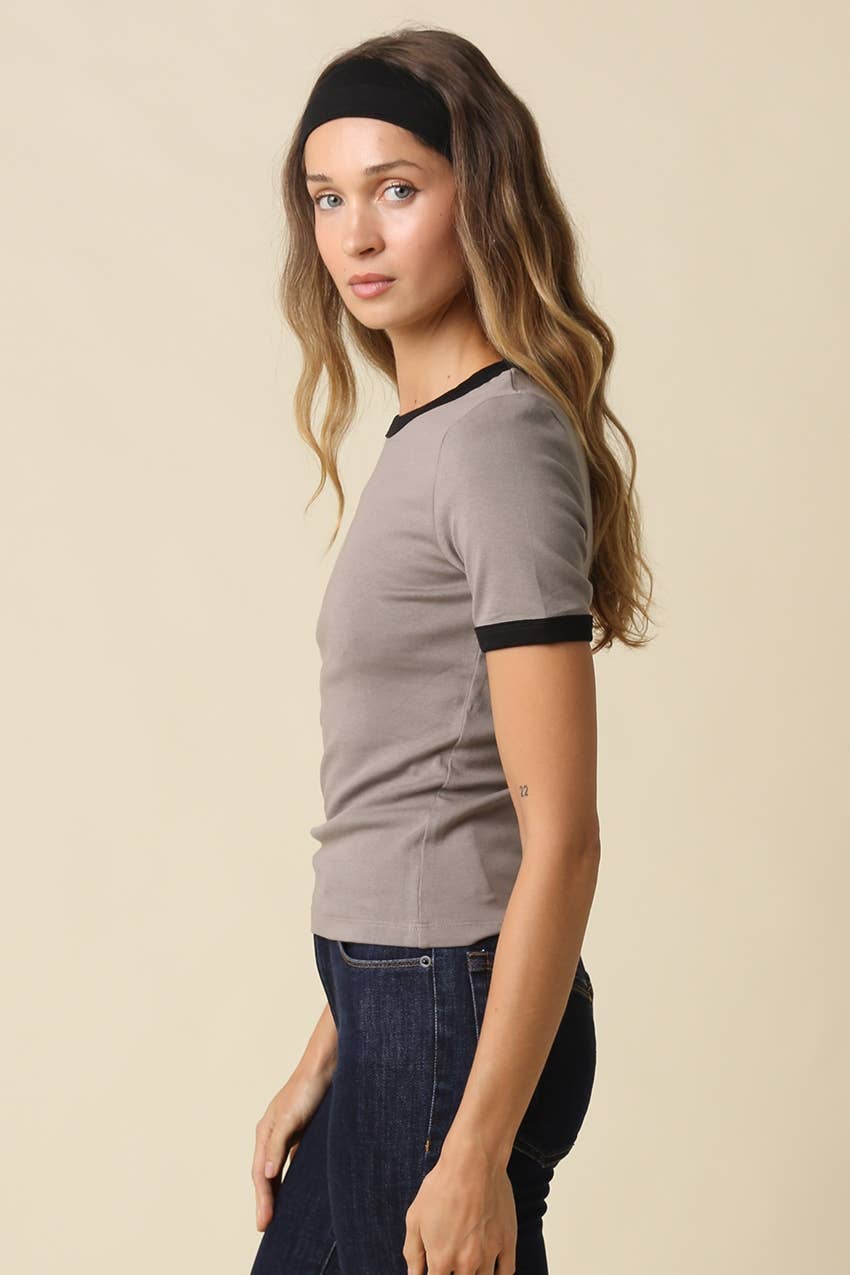 Ivy Contrast Trim Crewneck Tee