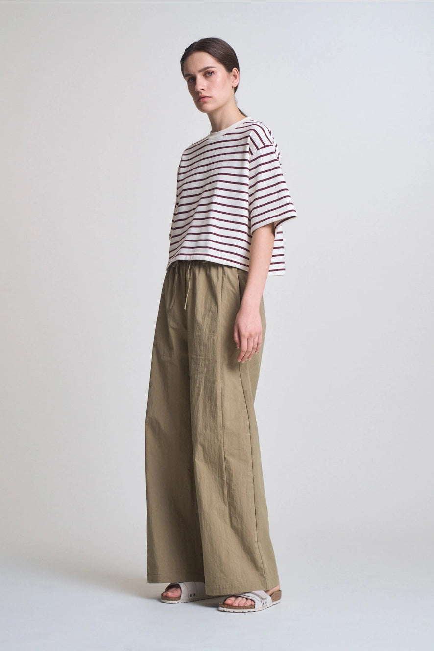 Loose Fit Cropped Stripe T-Shirt