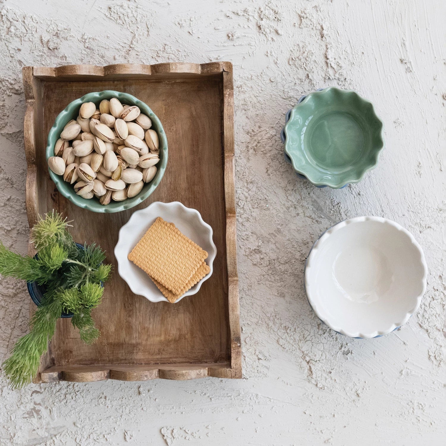 Mango Wood Scalloped Tray