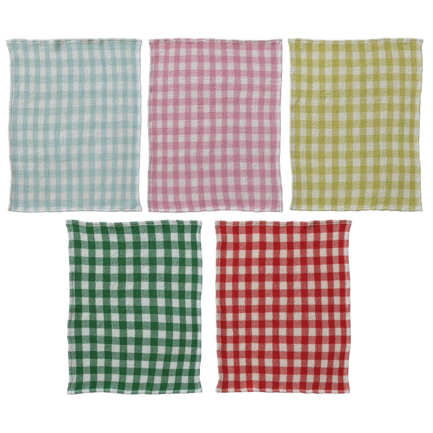 Gingham Cotton Waffle Weave Tea Towel