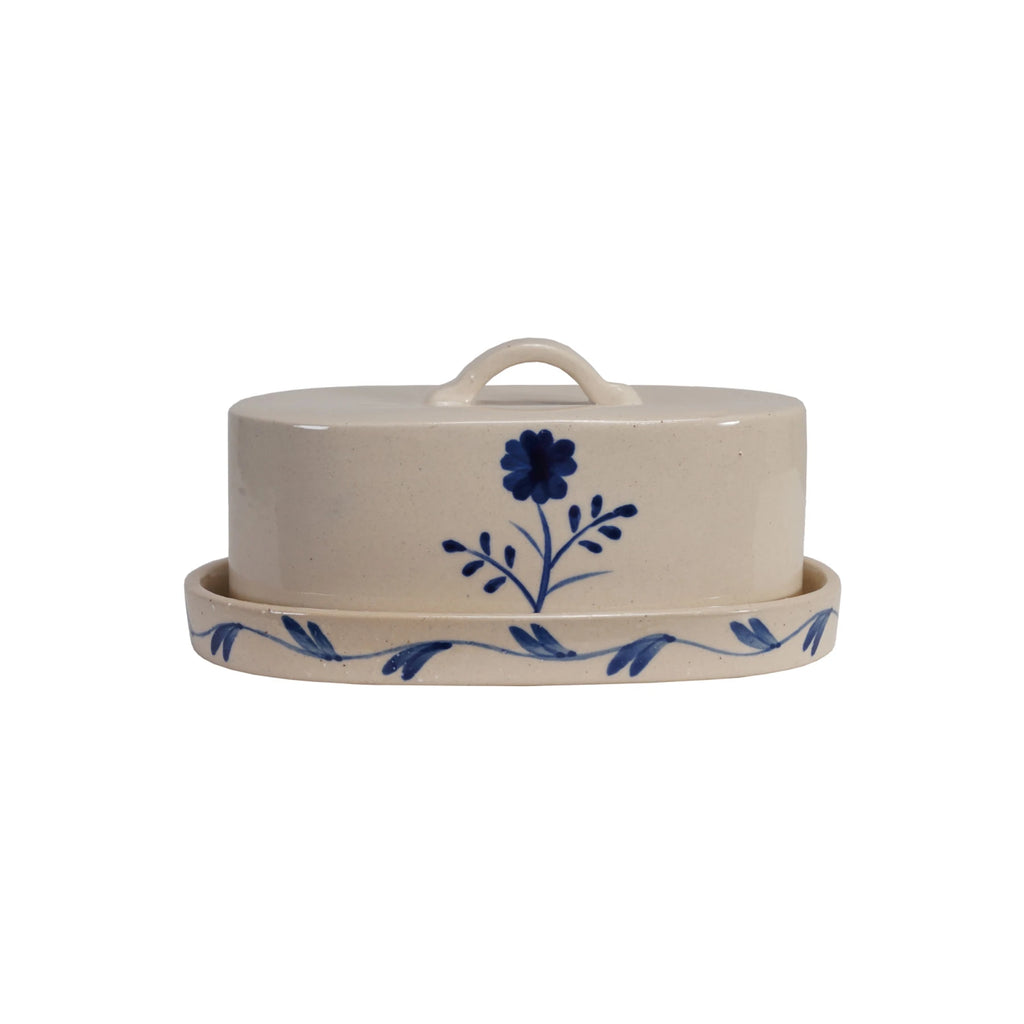 Blue & White Flower Butter Dish