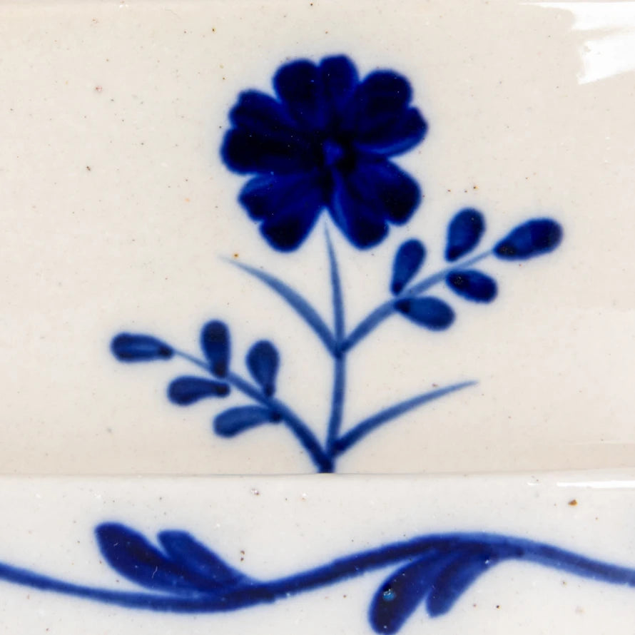 Blue & White Flower Butter Dish