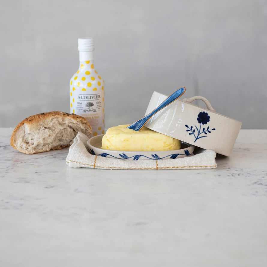Blue & White Flower Butter Dish