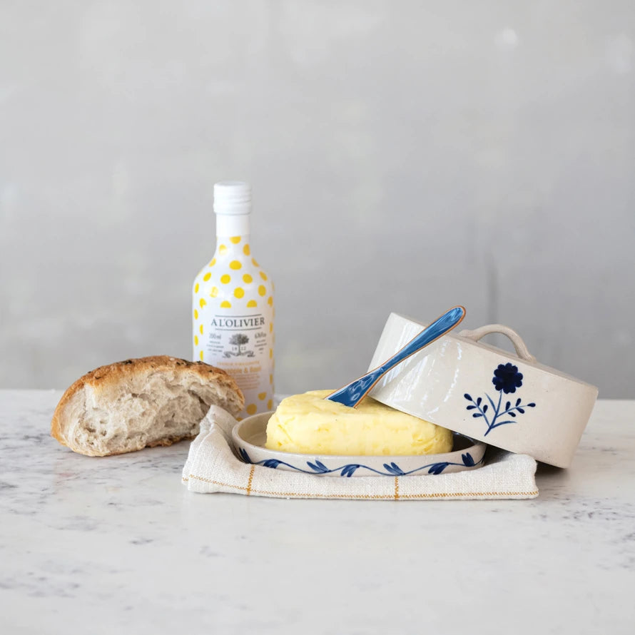 Blue & White Flower Butter Dish