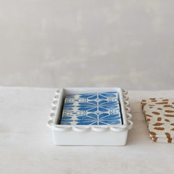 Stoneware Scalloped Napkin Holder