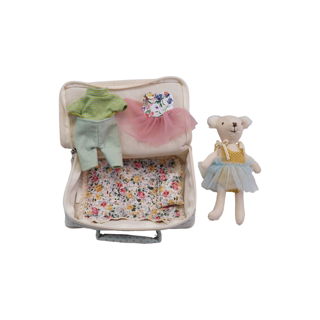 Doll and Outfits Fabric Suitcase Bed