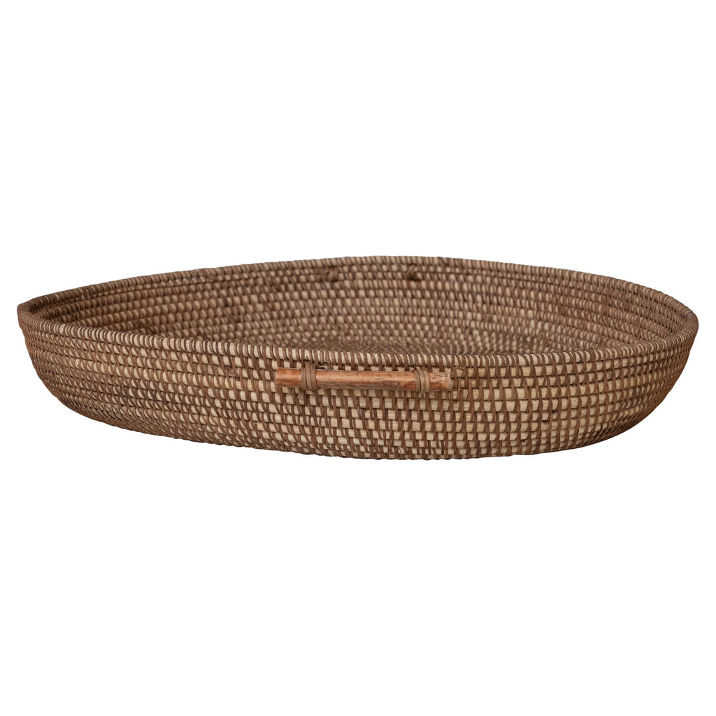 Decorative Woven Rattan Tray with Handles