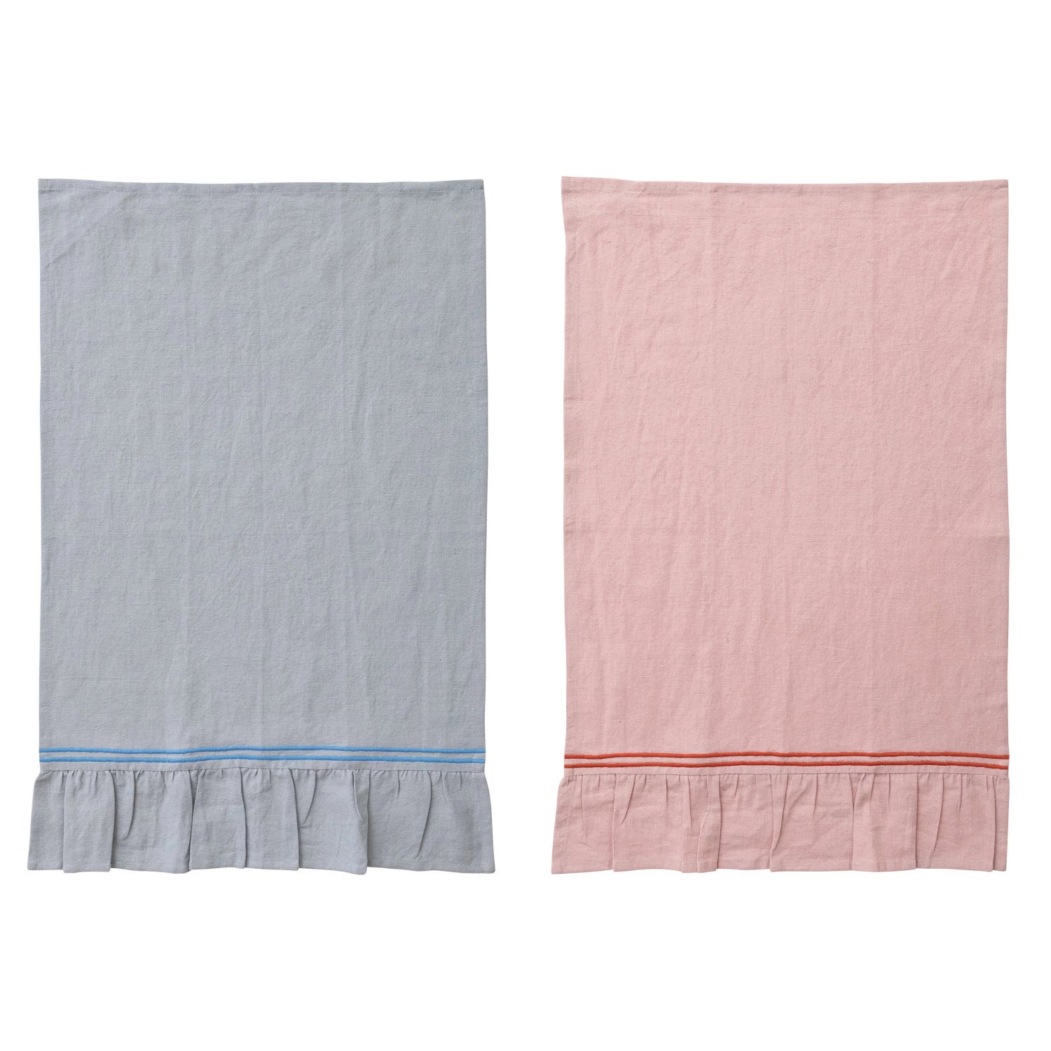 Embroidered Ruffle Tea Towel