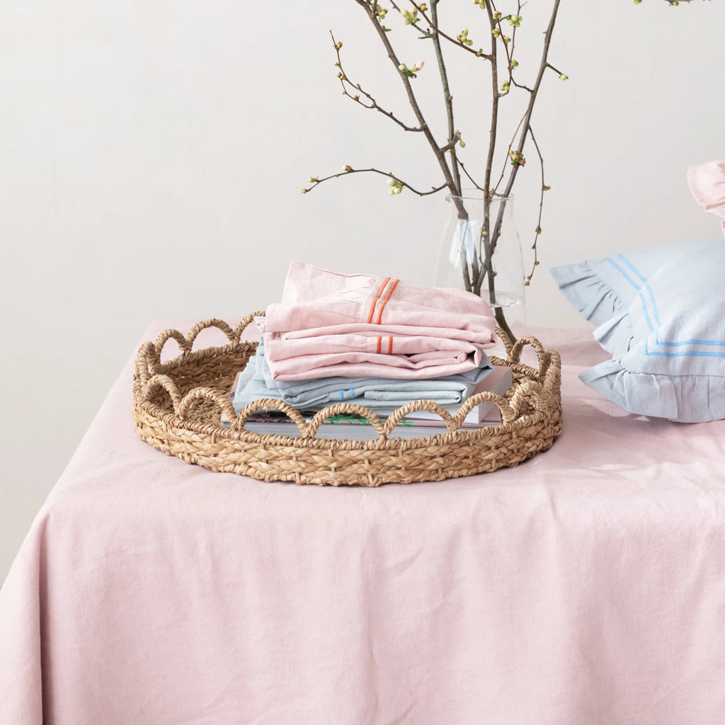 Embroidered Ruffle Tea Towel