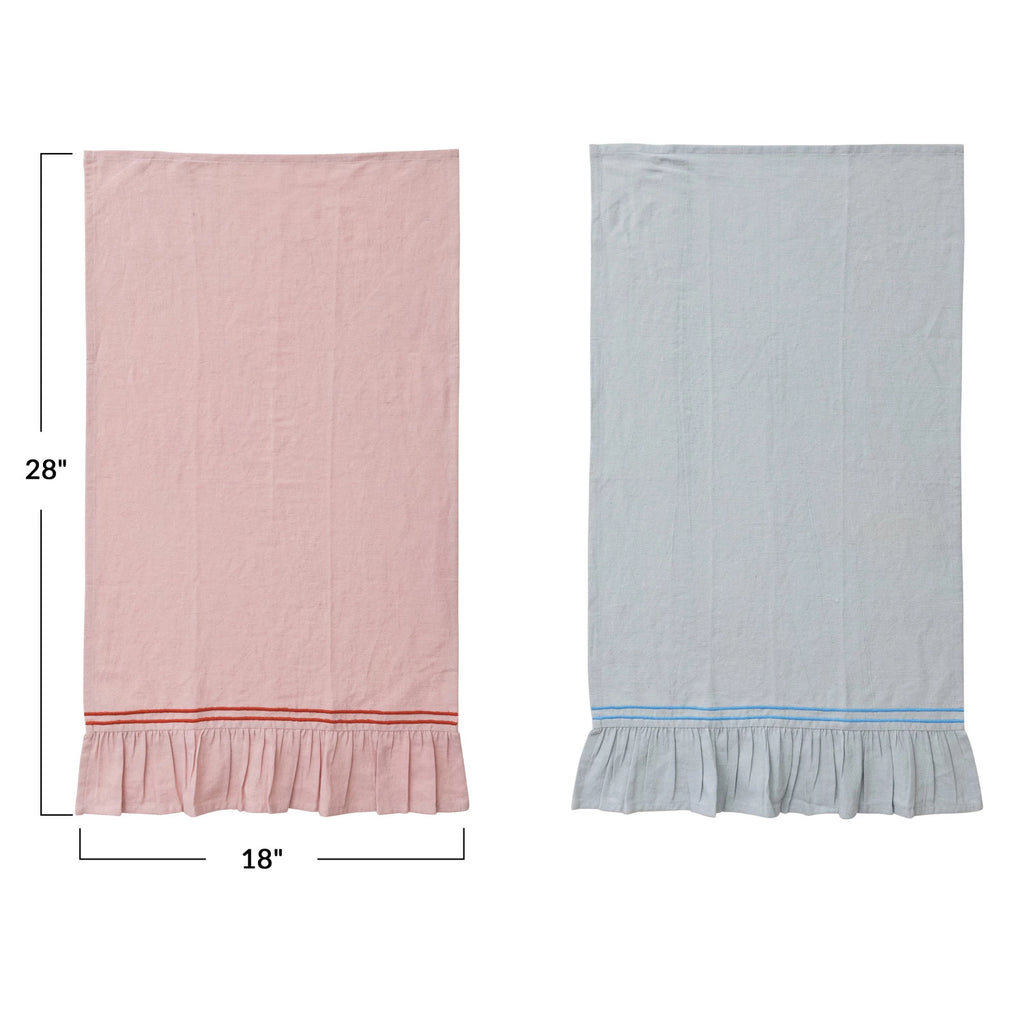 Embroidered Ruffle Tea Towel