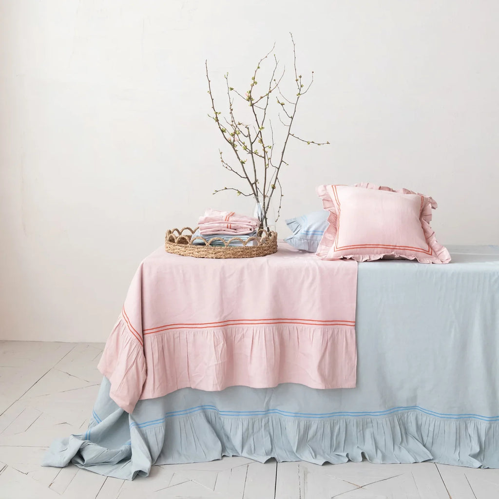 Pink Ruffled Edge Tablecloth