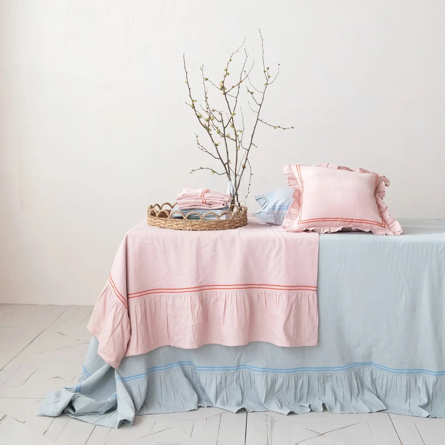 Pink Ruffled Edge Tablecloth