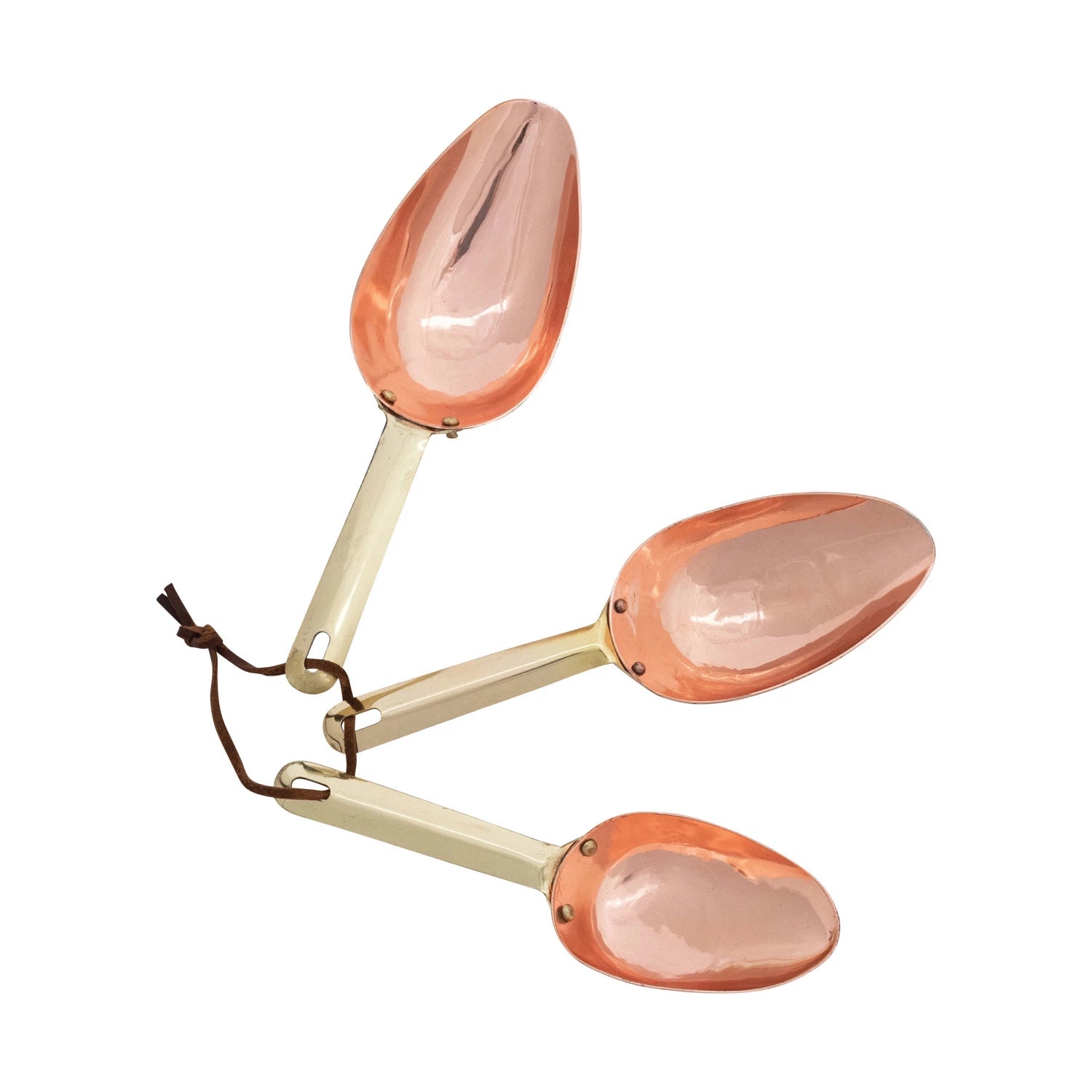 Copper Scoops with Leather Tie