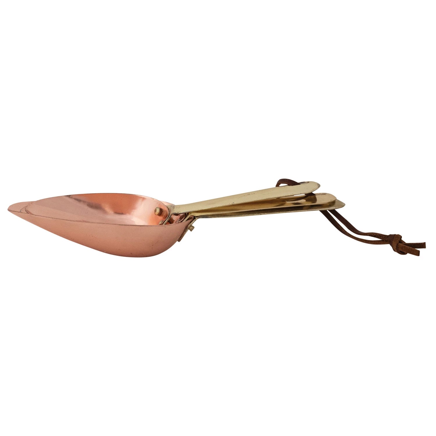 Copper Scoops with Leather Tie