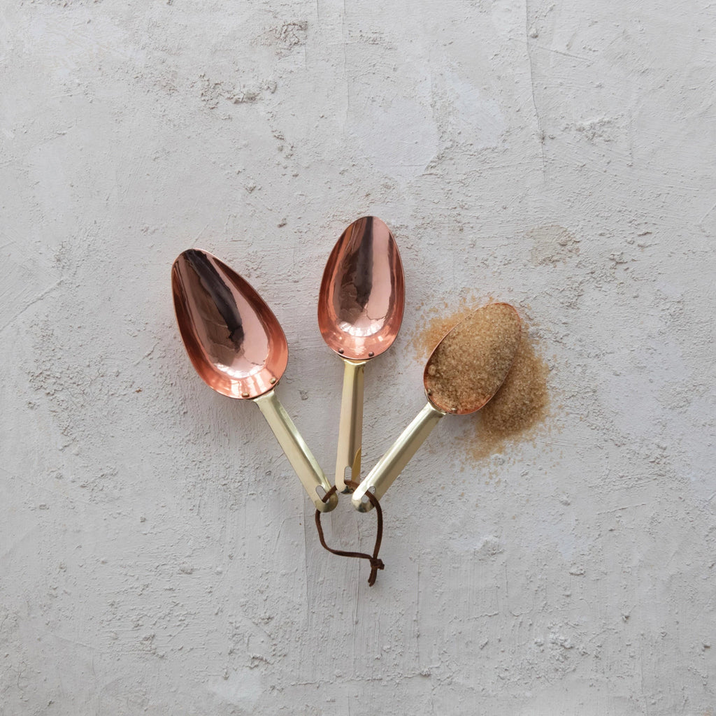 Copper Scoops with Leather Tie