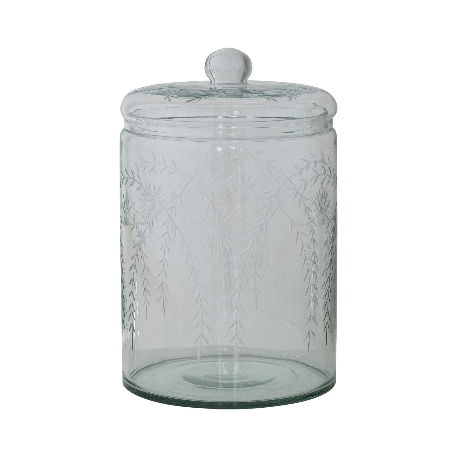 Etched Botanicals Glass Jar