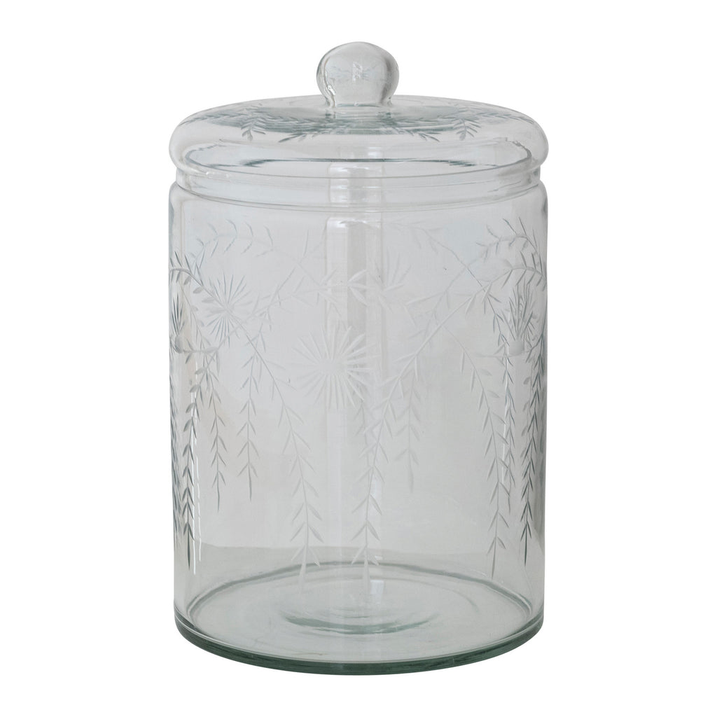 Etched Botanicals Glass Jar