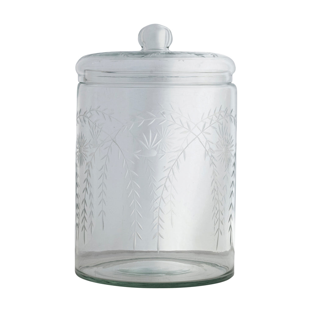 Etched Botanicals Glass Jar