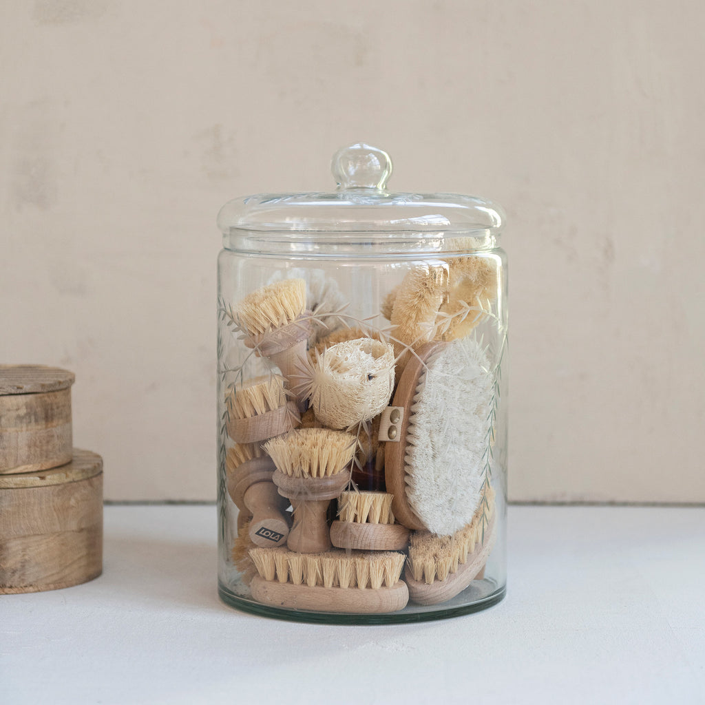 Etched Botanicals Glass Jar