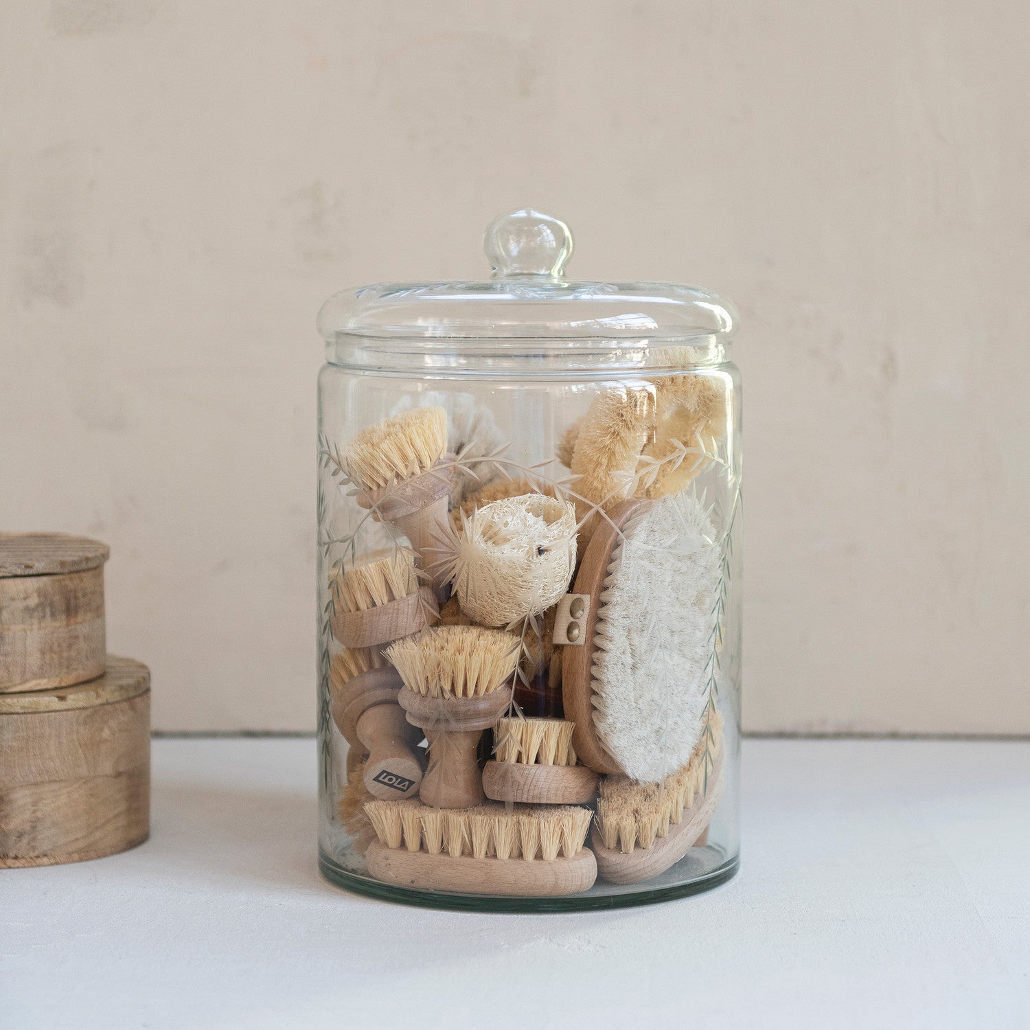 Etched Botanicals Glass Jar