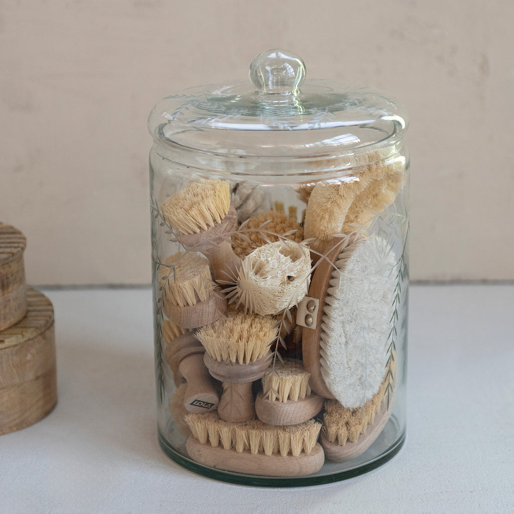 Etched Botanicals Glass Jar