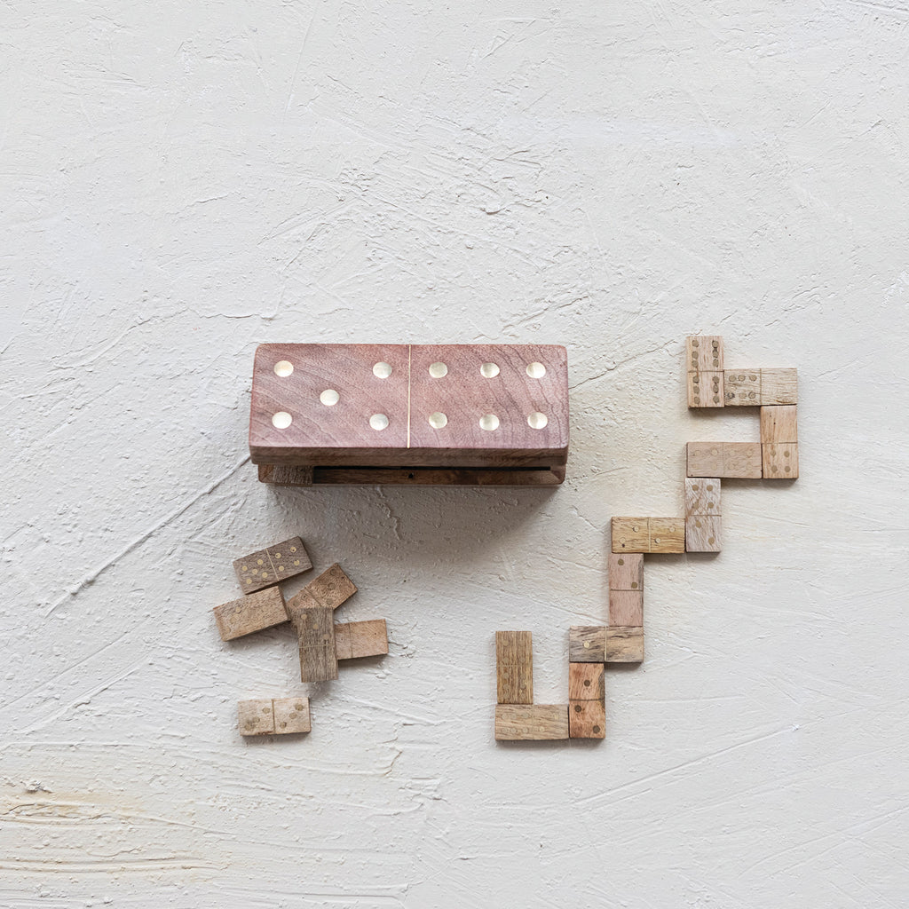 Mango Wood Dominoes Box