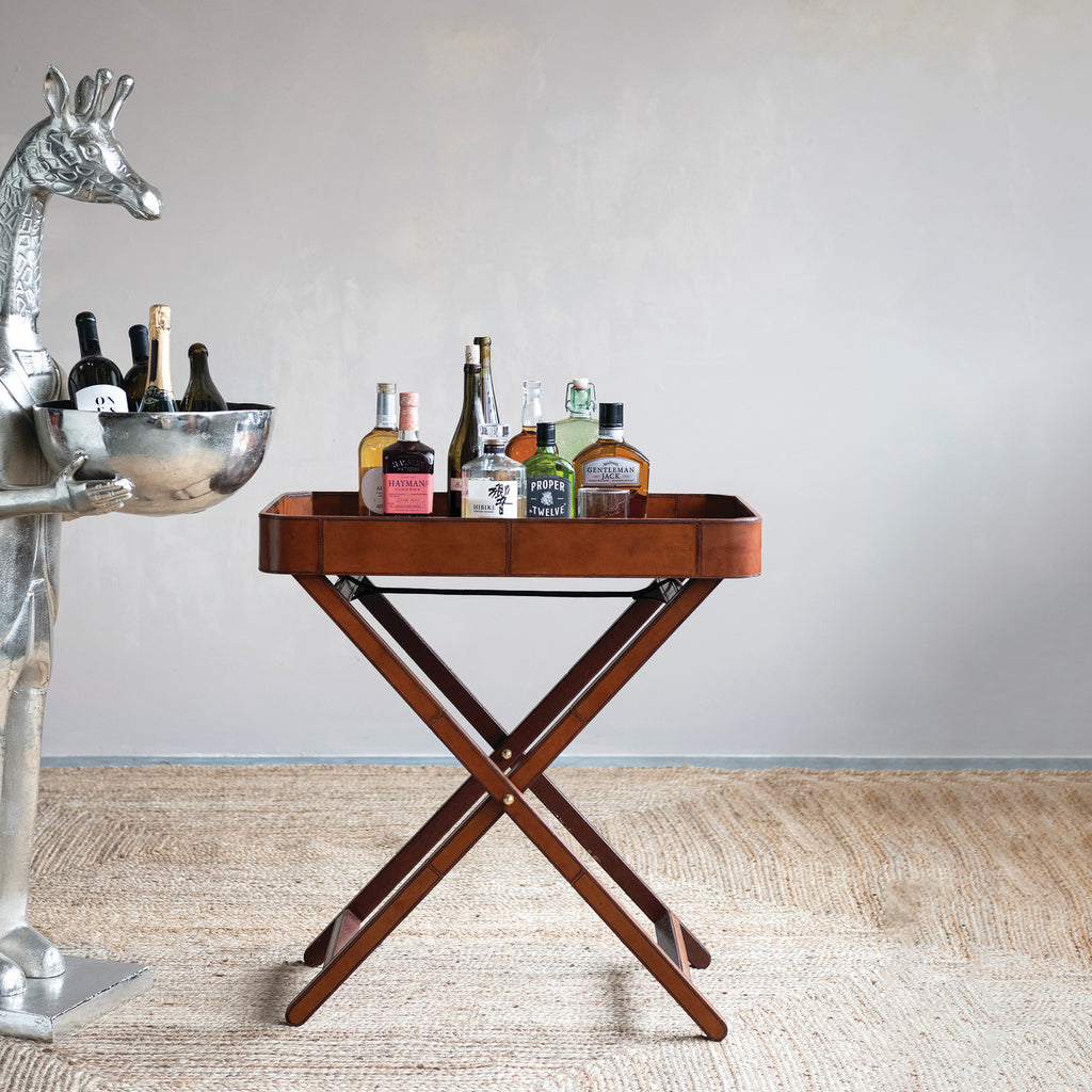 Leather Folding Tray Table