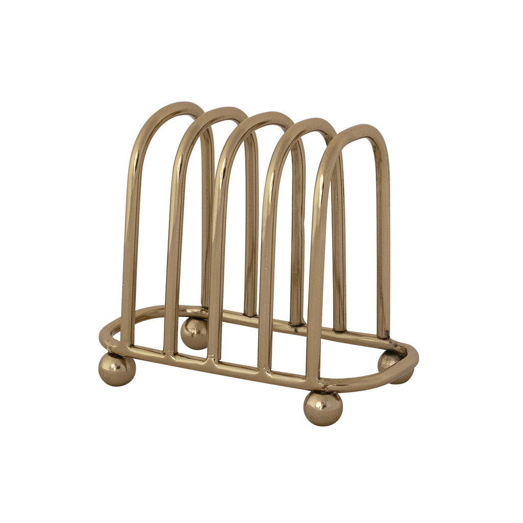 Gold Toast Rack with 4 Sections & Ball Feet