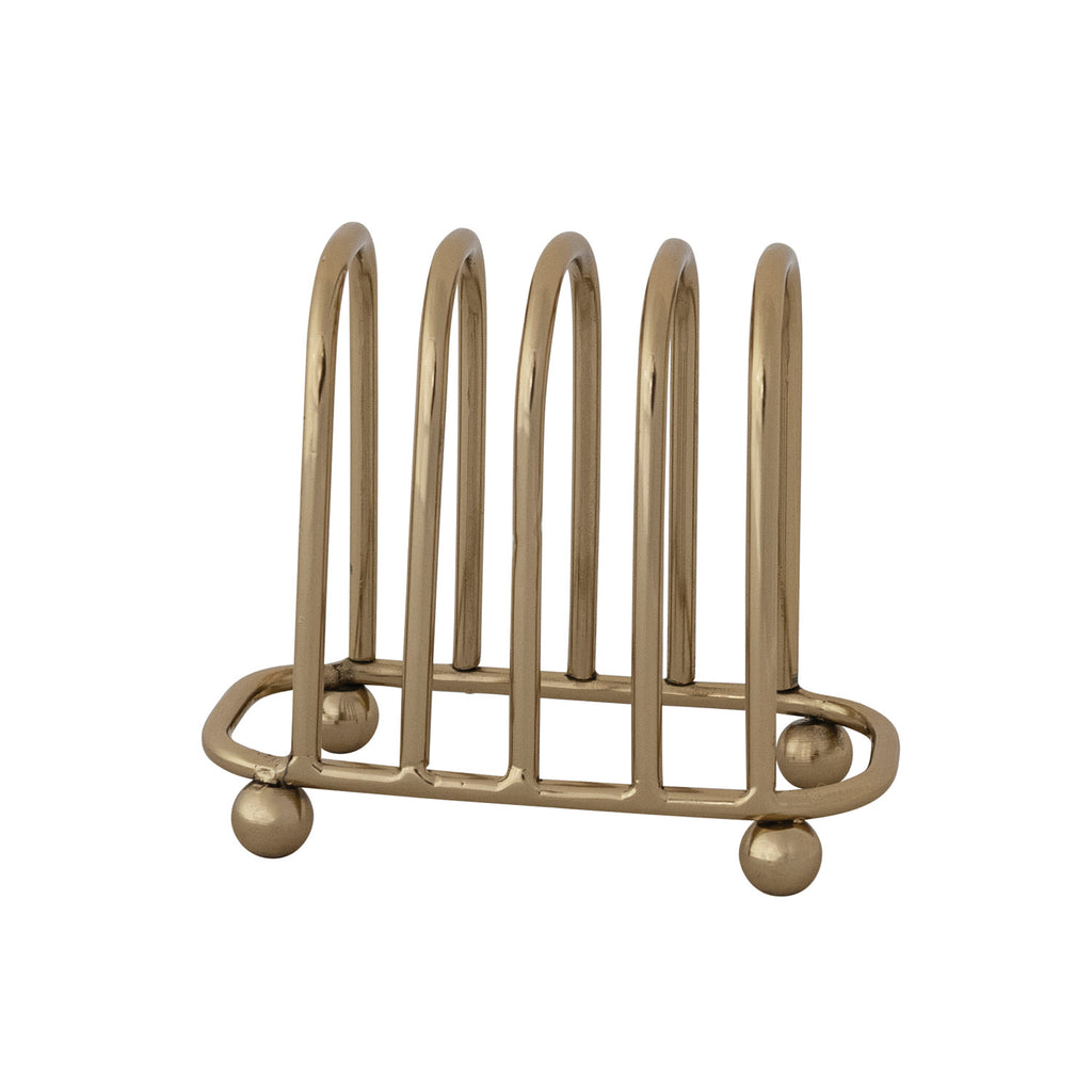 Gold Toast Rack with 4 Sections & Ball Feet