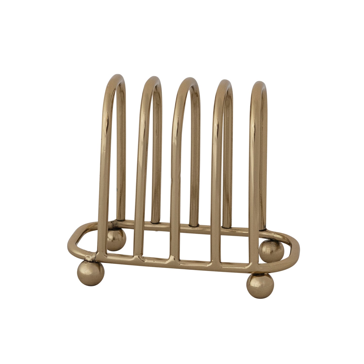 Gold Toast Rack with 4 Sections & Ball Feet