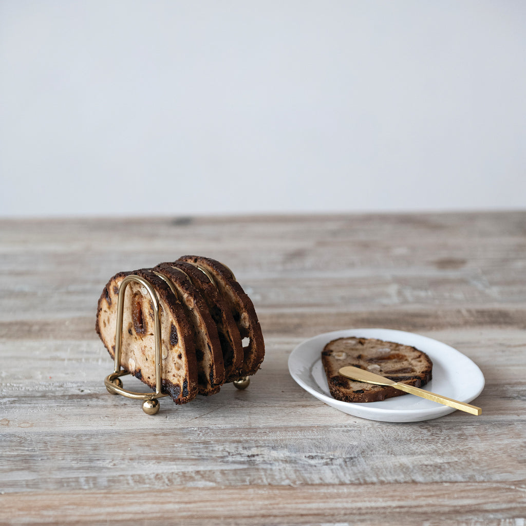 Gold Toast Rack with 4 Sections & Ball Feet