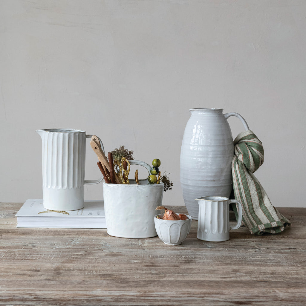White Ribbed Bowl