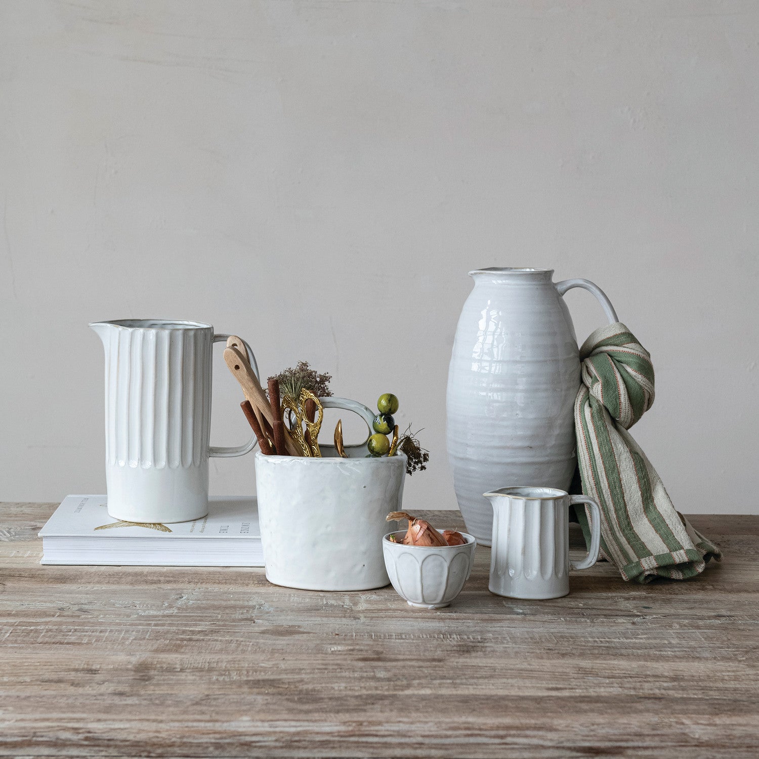 White Ribbed Bowl
