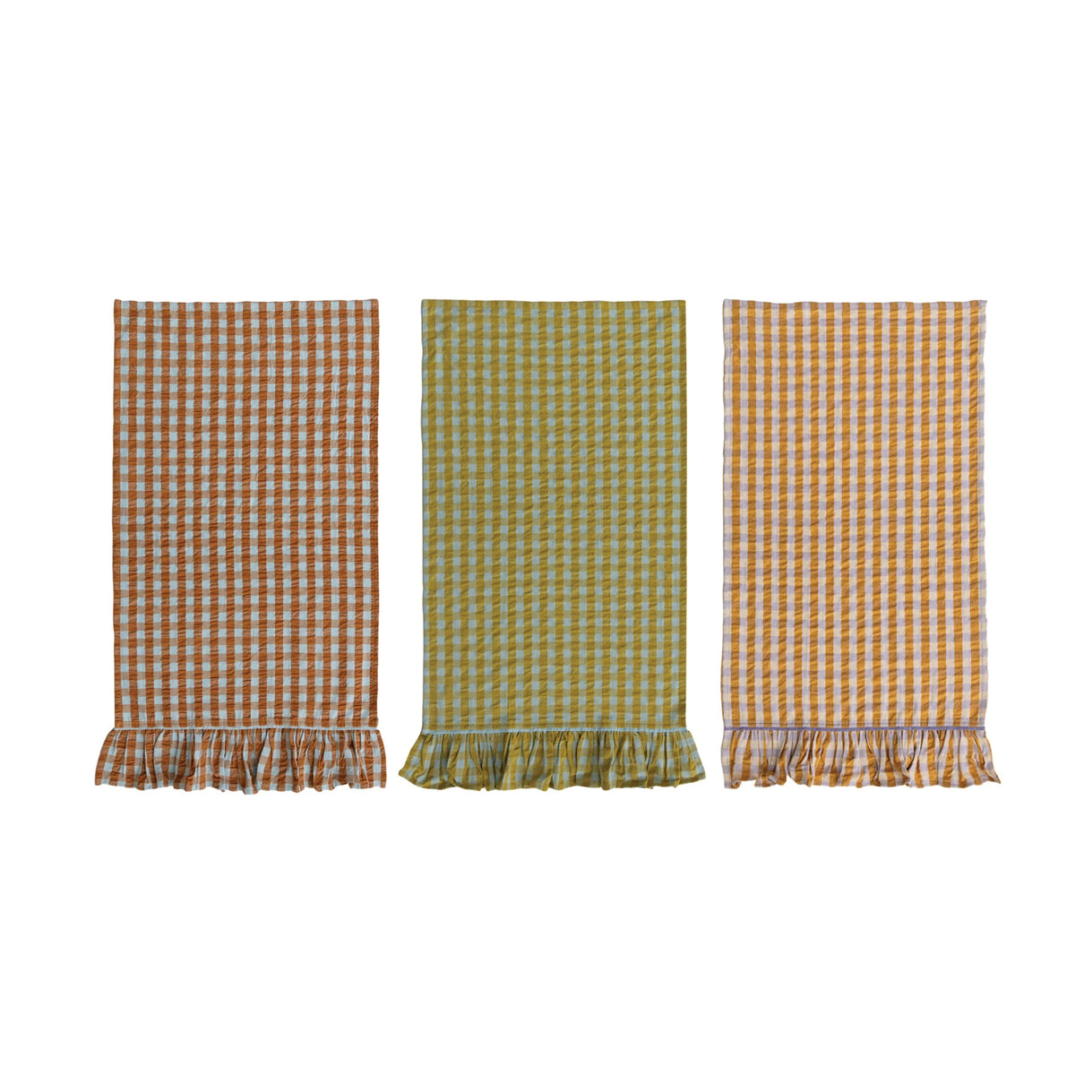 Check Pattern Ruffle Tea Towel