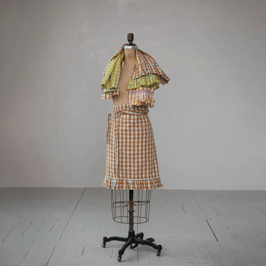 Check Pattern Ruffle Tea Towel