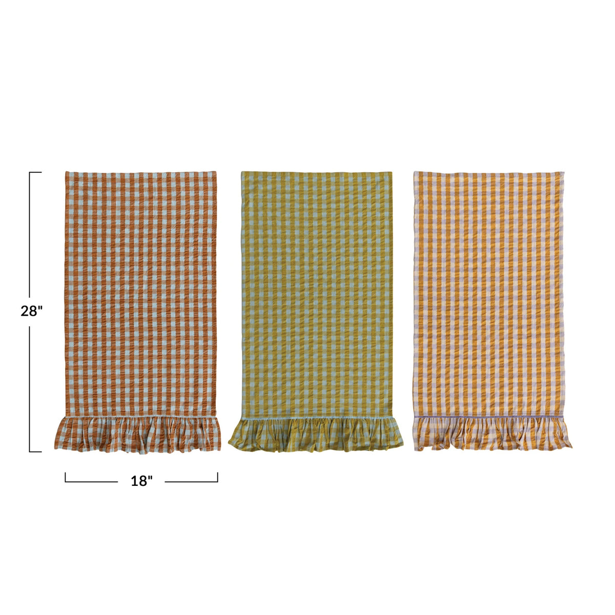 Check Pattern Ruffle Tea Towel