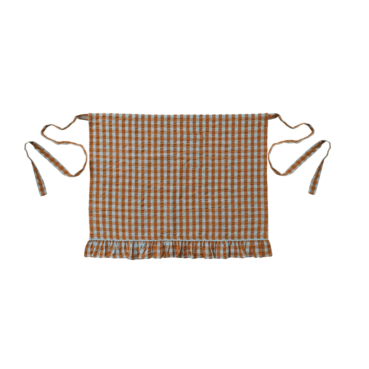 Brown & Blue Check Half Apron with Pocket