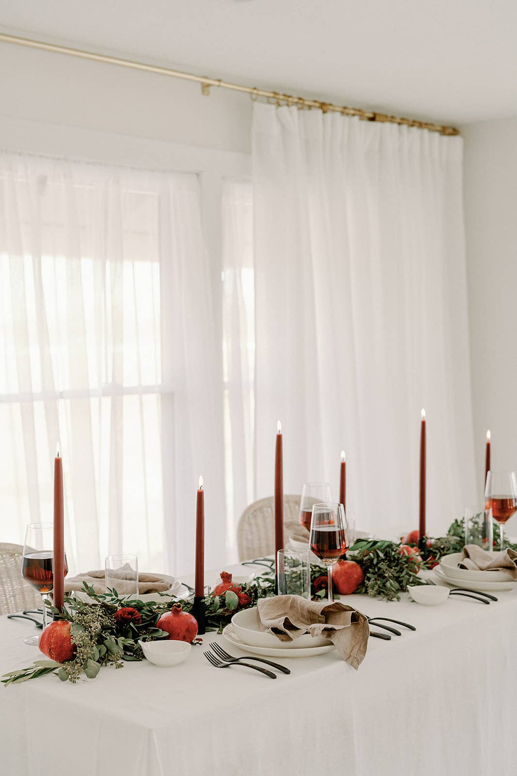 Burgundy Dipped Beeswax Taper Candles