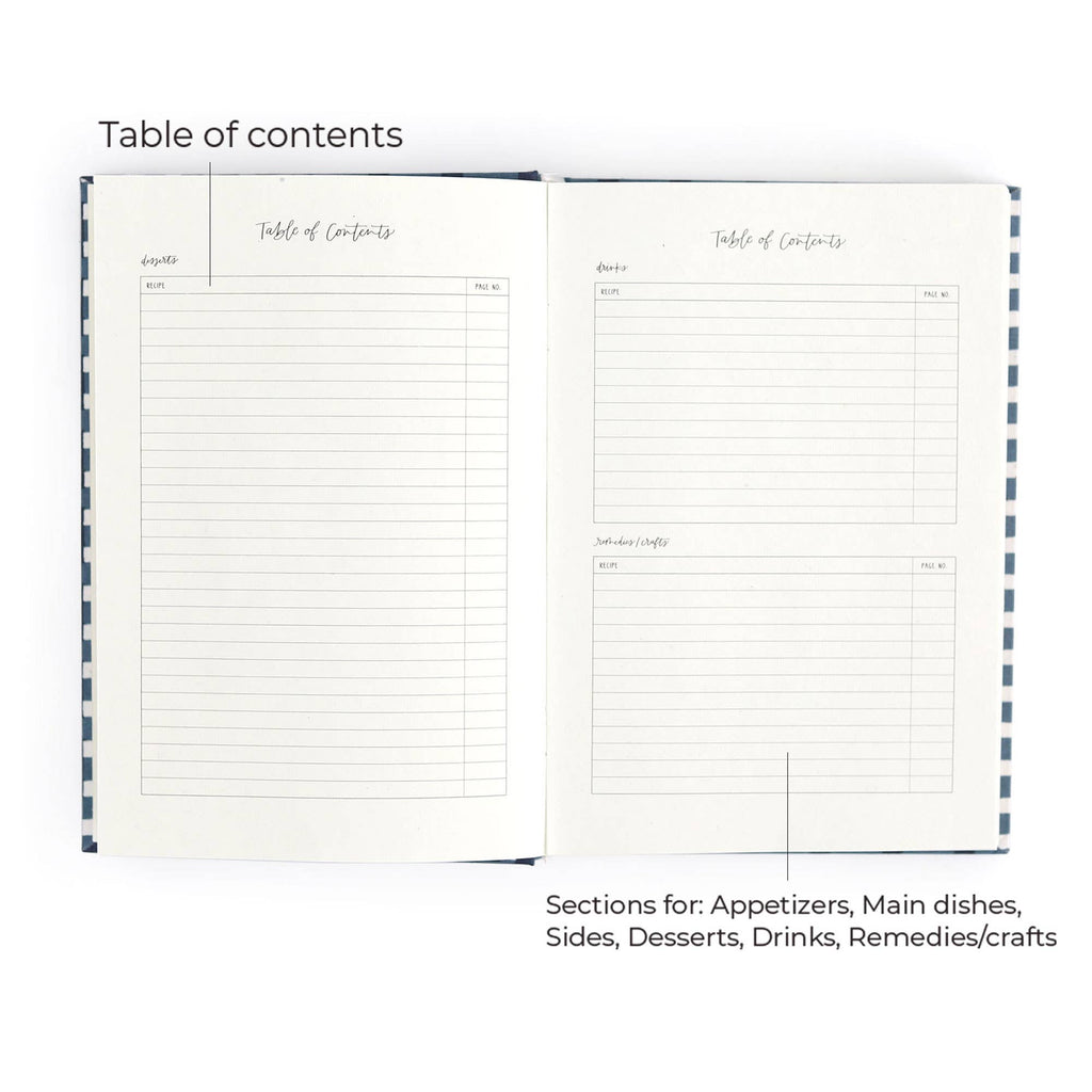 Navy Gingham Heirloom Recipe Book