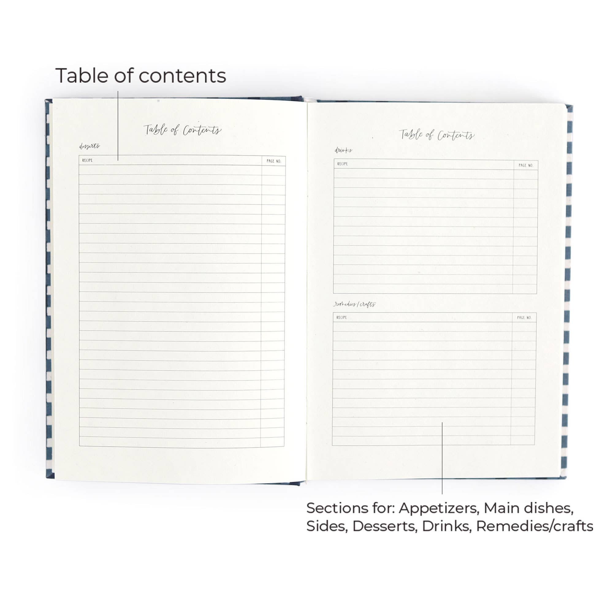 Navy Gingham Heirloom Recipe Book