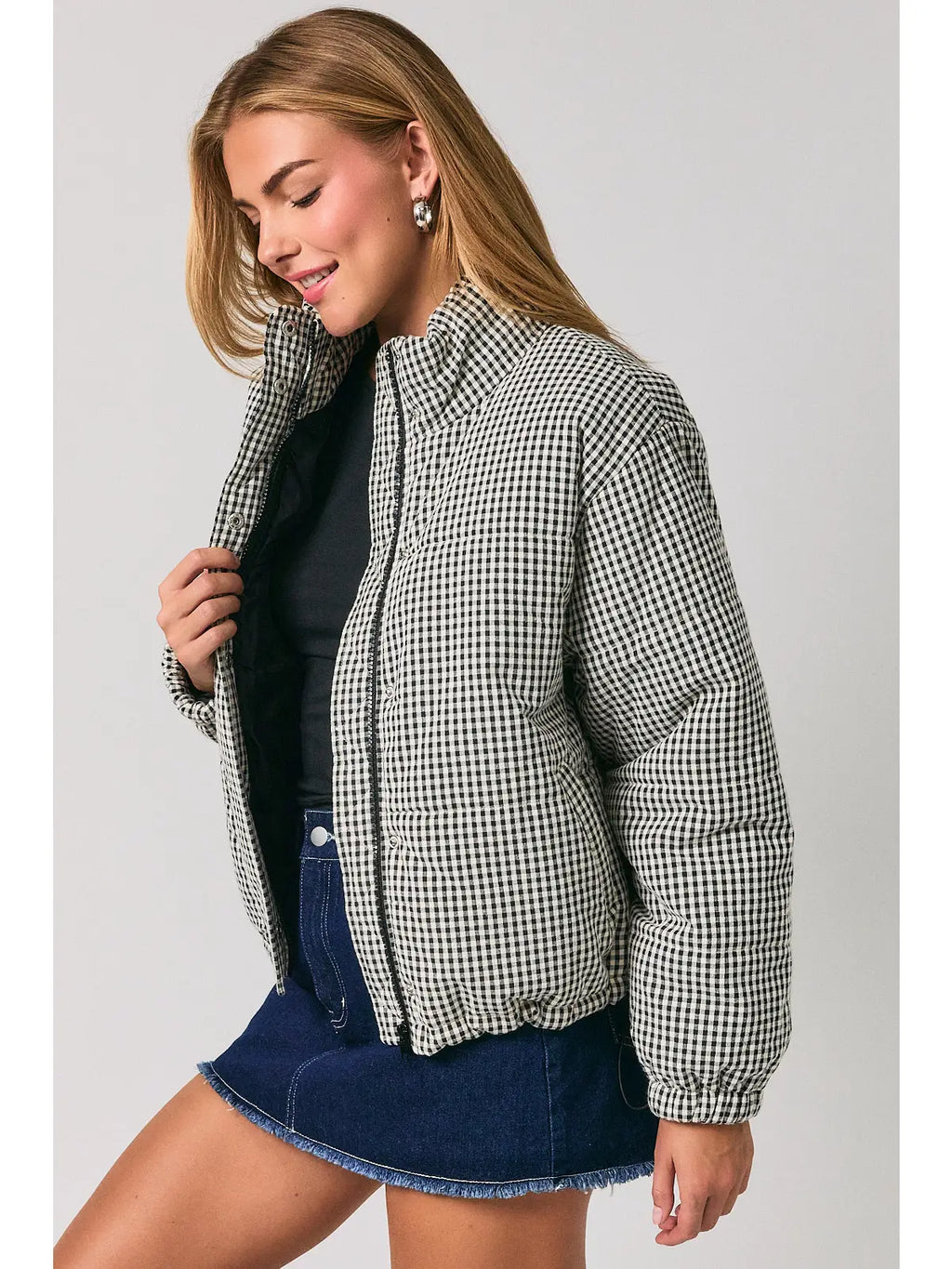 Gingham Puffer Jacket