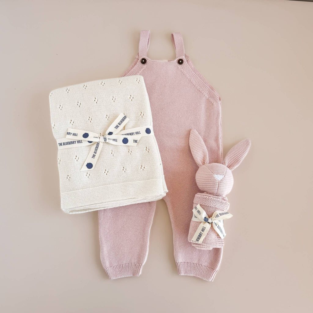 Blush Bunny Lovey Blanket Set