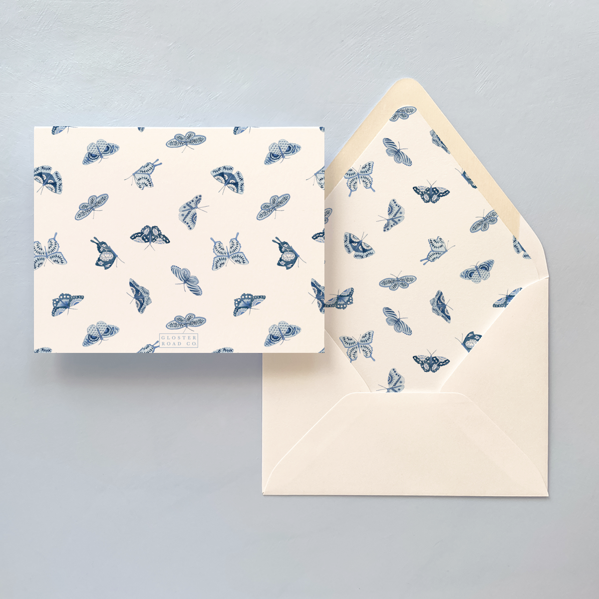 Porcelain Butterflies Folded Notecard Set
