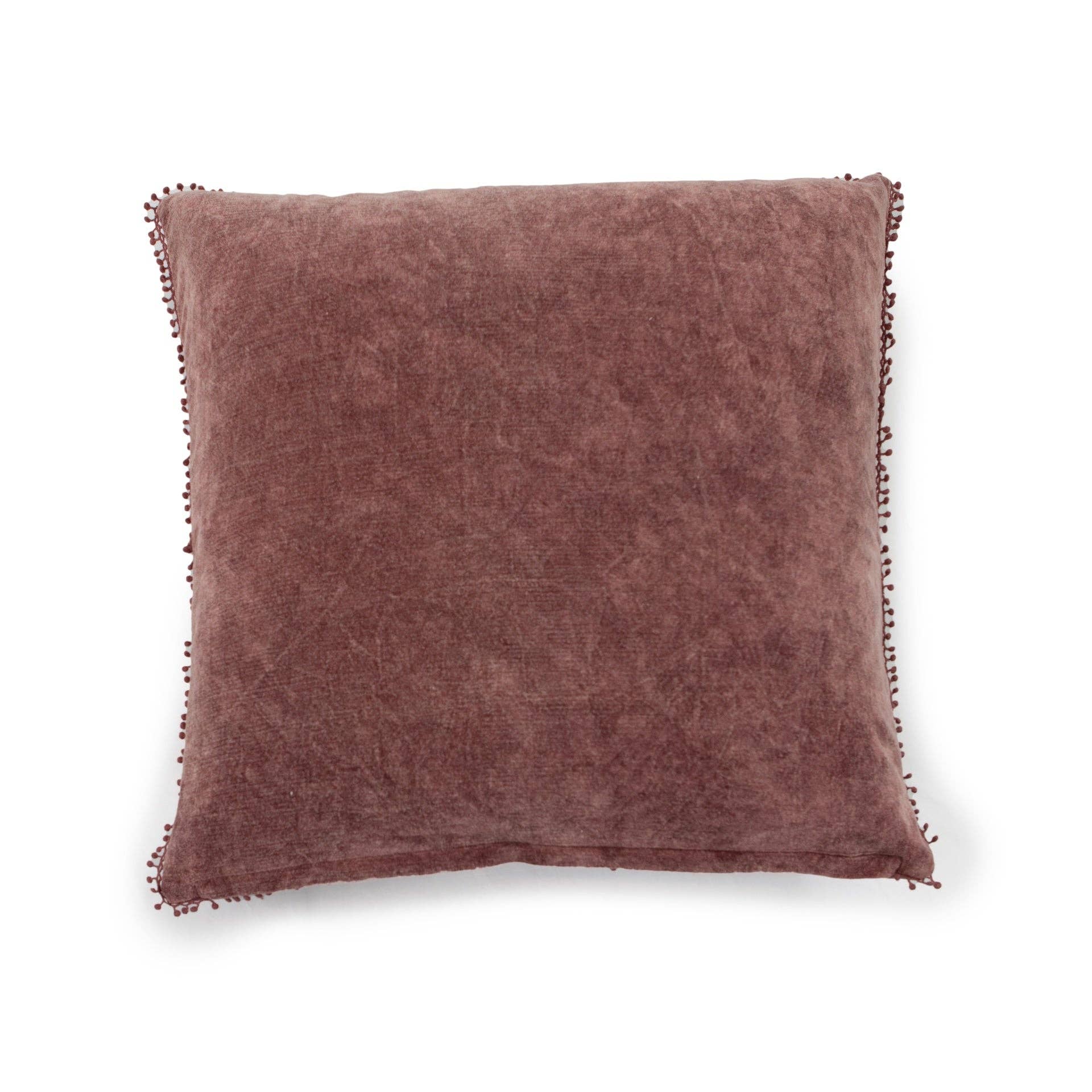 Mauve Velvet Pillow With Poms